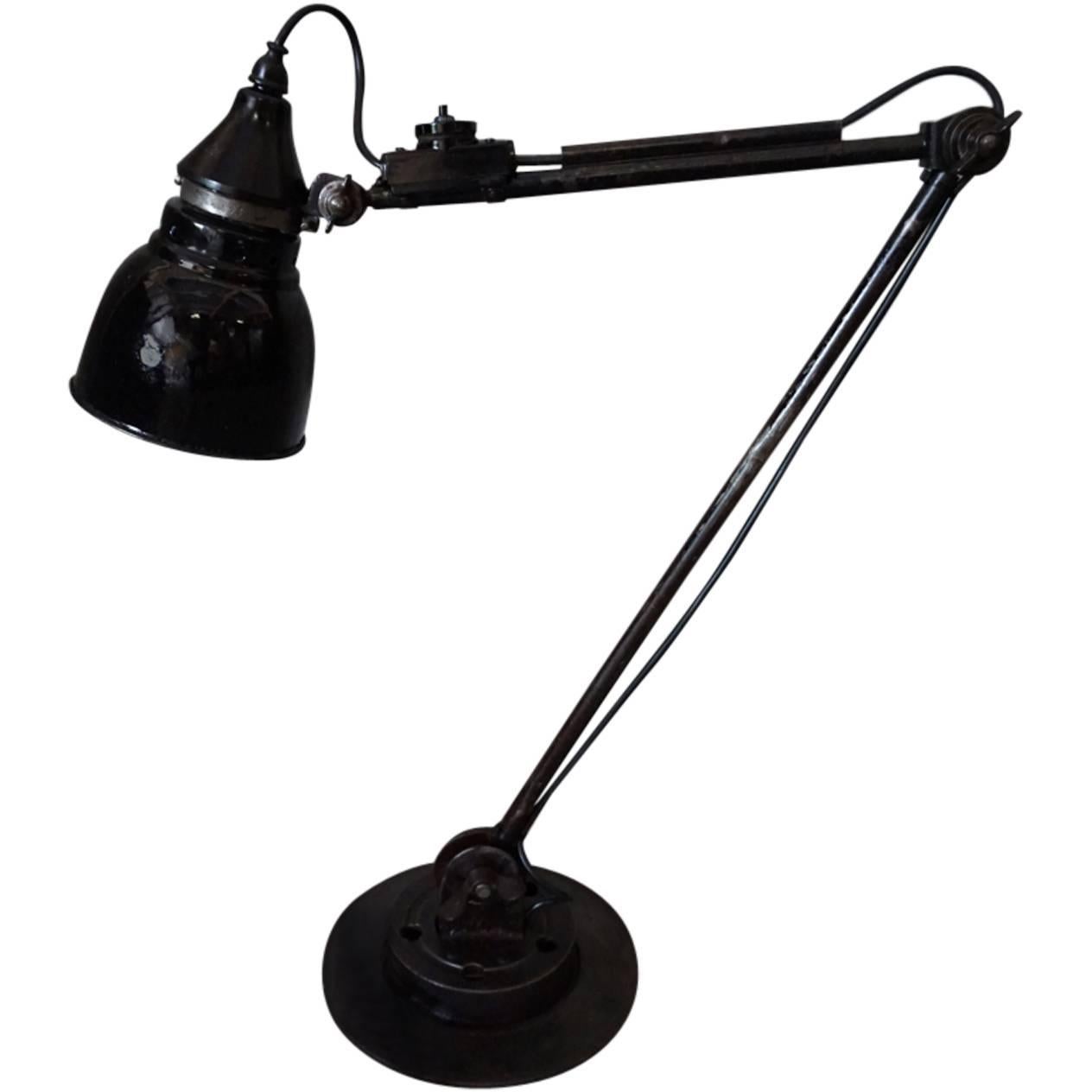 Industrial German Black Desk Lamp by Ernst Rademacher, 1930s at 1stDibs
