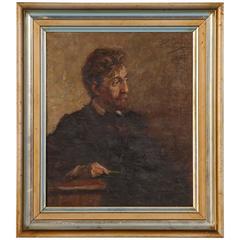 Antique Oil on Canvas Portrait of a Danish Gentleman, circa 1909 4