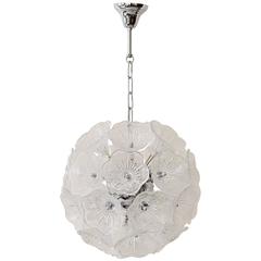 Italian Sputnik Glass Flowers Chandelier Brass Blowball from the 1960s
