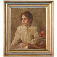 Small Antique Portrait of a Danish Woman, circa 1909 5