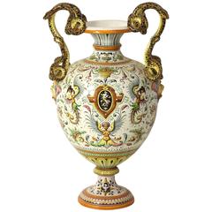 Large Italian Majolica Urn 1