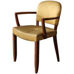 Fine French Art Deco Mahogany Bridge Armchair by Leleu