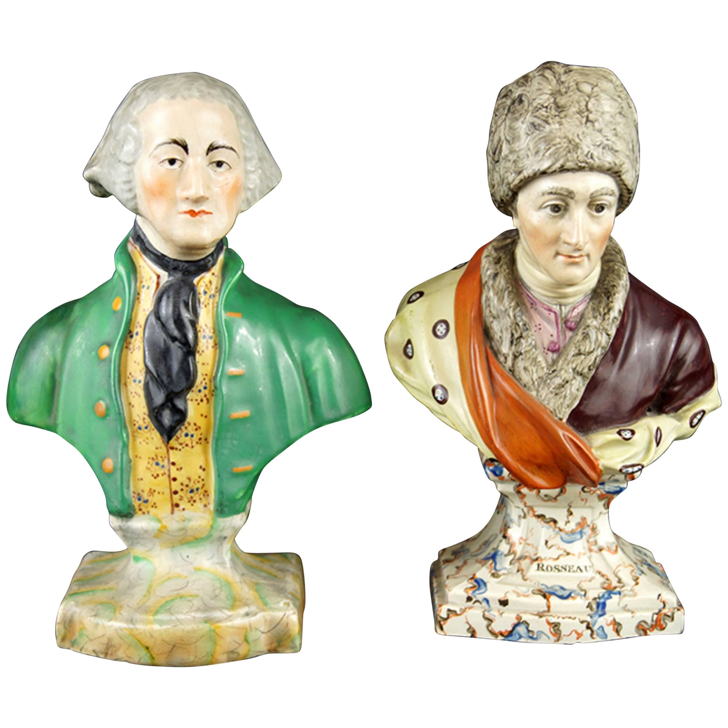 Belle collection de sept bustes Staffordshire anglais du 19ème siècle en vente