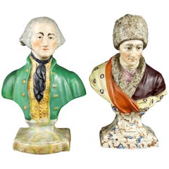 Belle collection de sept bustes Staffordshire anglais du 19ème siècle