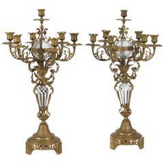 Pair of French Crystal and Ormolu Candelabra, 19th Century