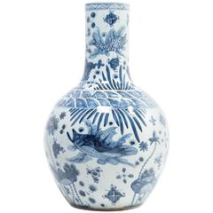 Blue and White Koi Bottleneck Vase