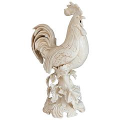 20th Century Italian Cream Porcelain Rooster