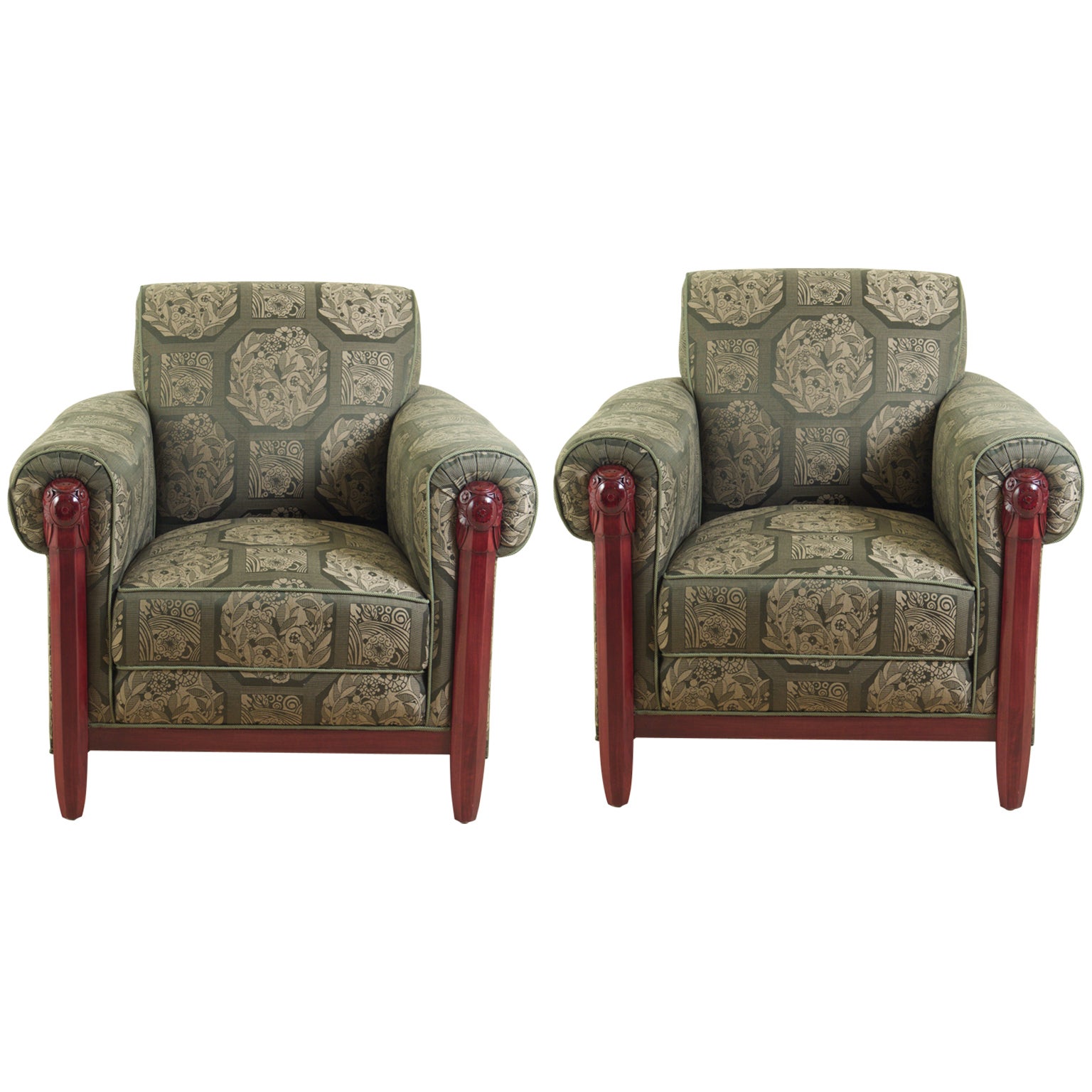 Maurice Dufrène Pair of Early Art Deco Armchairs at 1stDibs