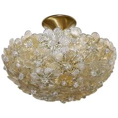 Vintage Murano Glass Floral Semi Flush Mount Ceiling Pendant Light