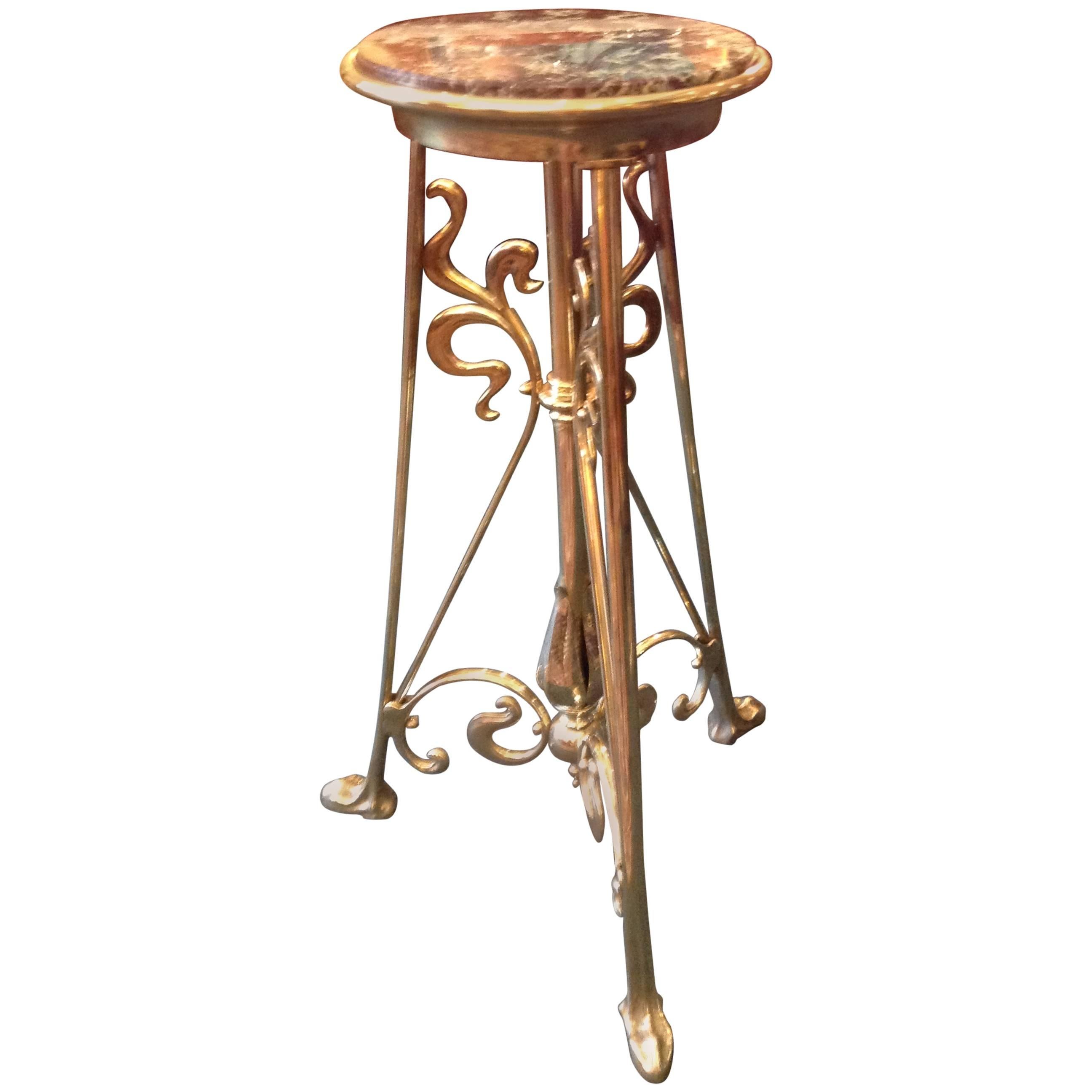 Art Nouveau French Brass Gueridon 19th Century Stand For Sale