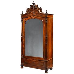 19th Century American Rococo Rosewood Armoire
