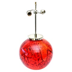 Vintage Wmf Red, Orange, White Black Glass and Chrome Sphere Table or Desk Lamp