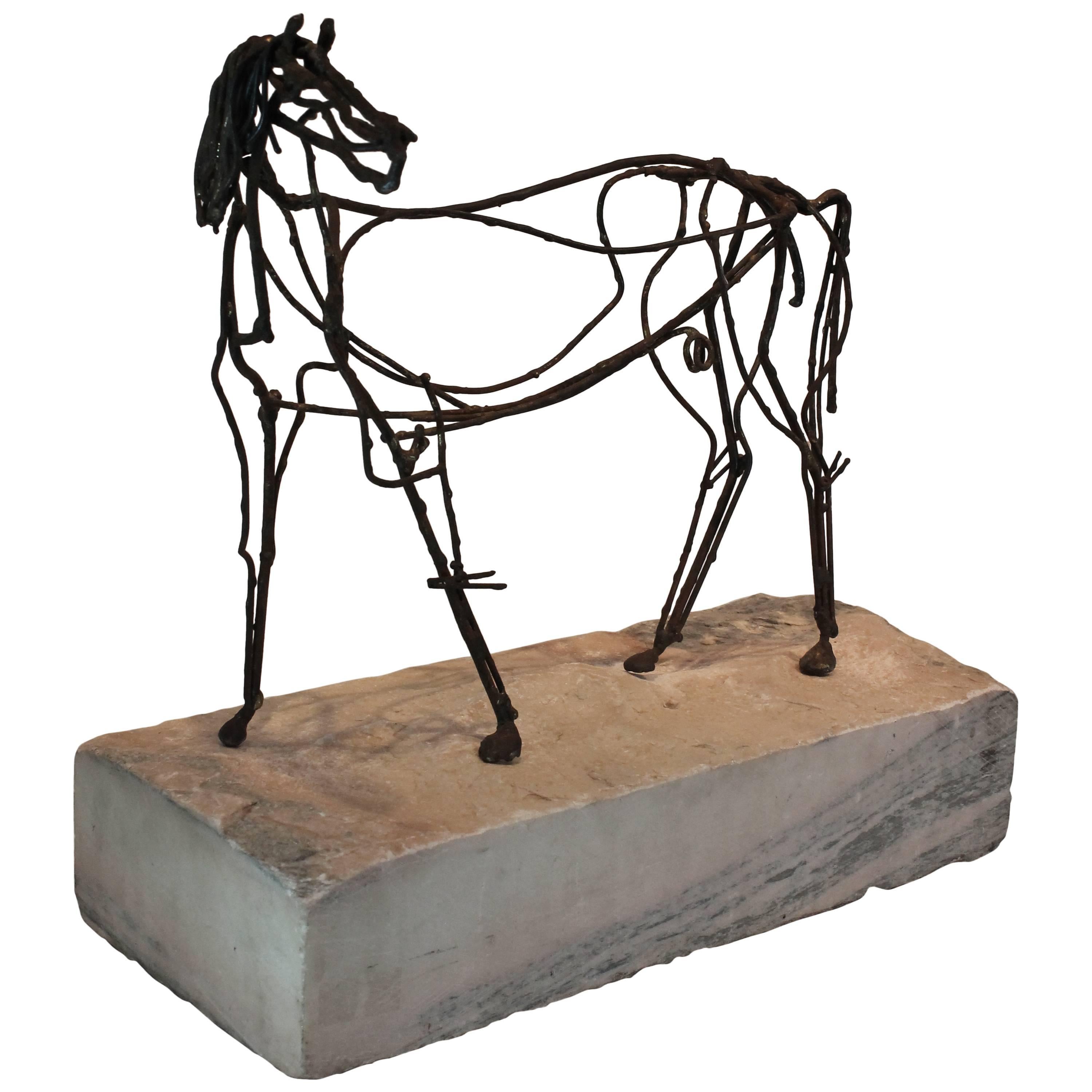Modernist Welded Horse Sculpture In The Style of Fantoni For Sale