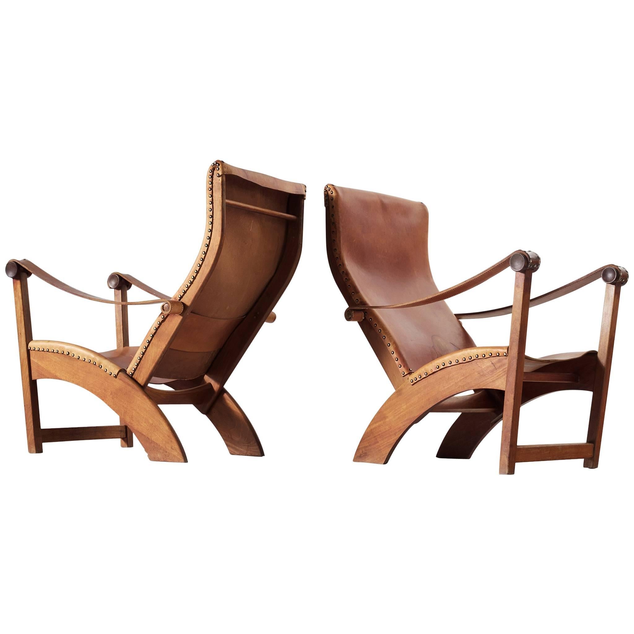 Mogens Voltelen Pair of Copenhagen Chairs in Cognac Leather