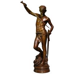 Large Late 19th Century Fine Quality French Bronze 'David Vanqueur'