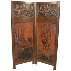 Pressed Leather and Copper Screen/Divider