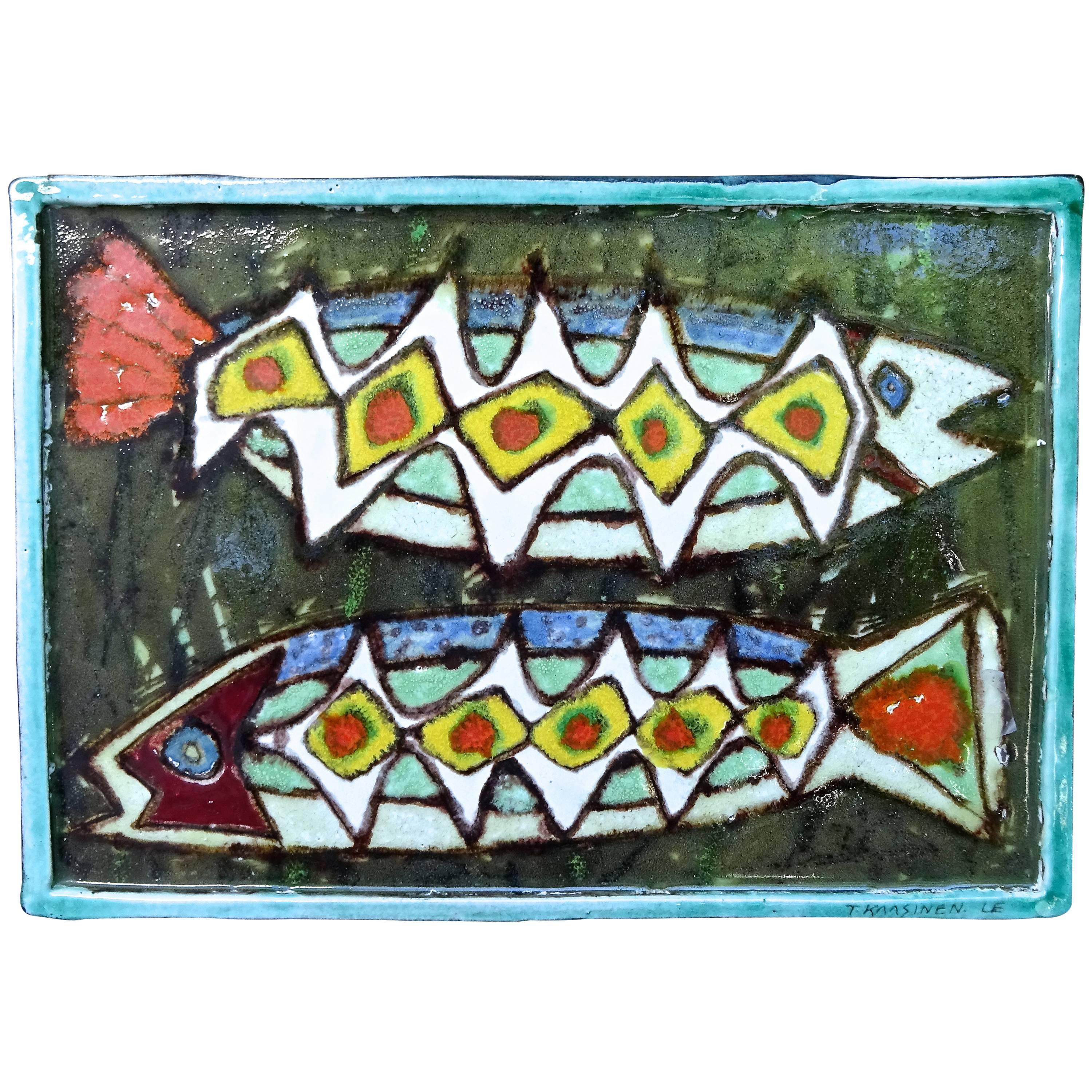 Rare Modernist 1960s Taisto Kaasinen Art Pottery Plaque, Upsala Ekeby, Sweden For Sale