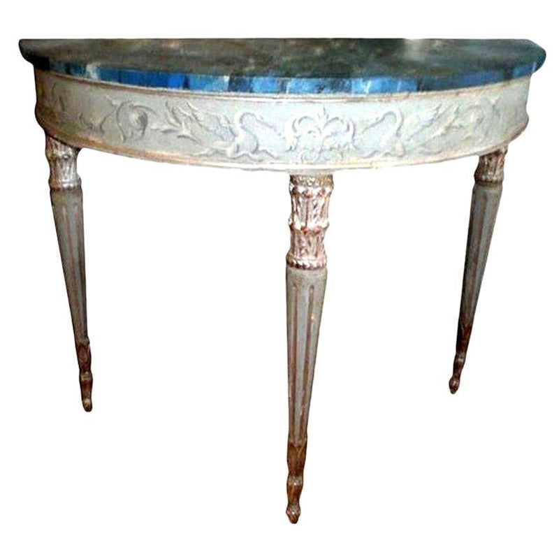 Antique Italian Neoclassical Style Painted and Silver Gilt Console Table