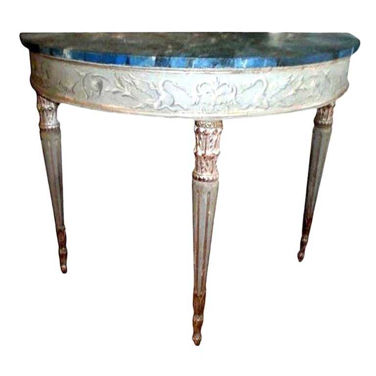 Antique Italian Neoclassical Style Painted and Silver Gilt Console Table For Sale