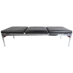 Vintage Vinyl and Chrome Three-Seat Bench 8