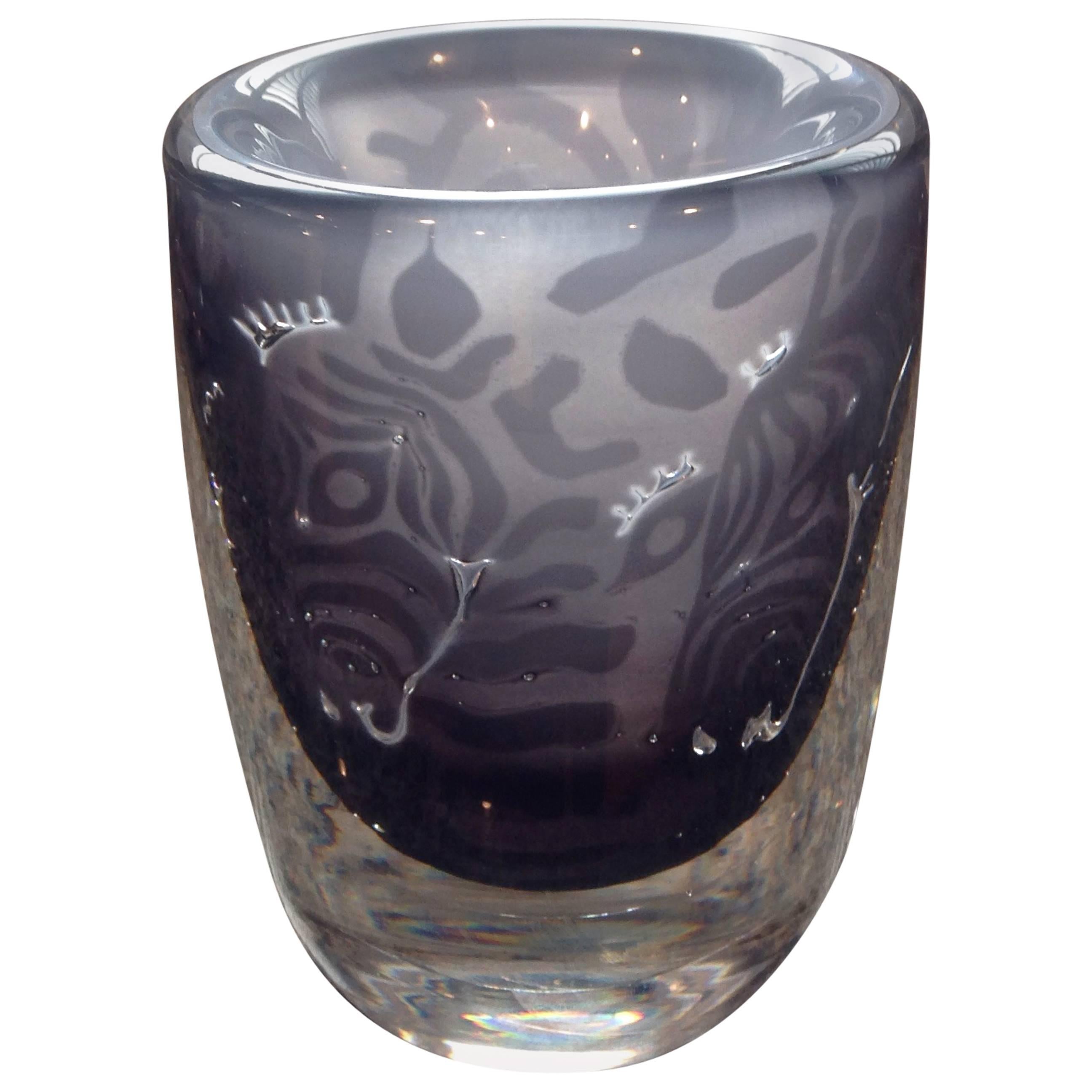 Rare Orrefors Ariel Vase with Zebras by Ingeborg Lundin