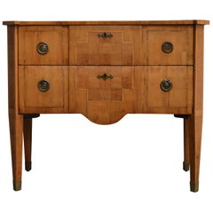 Swedish Late Gustavian Parquetry Commode Two-Drawer Chest
