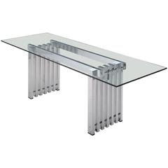 Architectural Dining Table in Chrome and Glass 7
