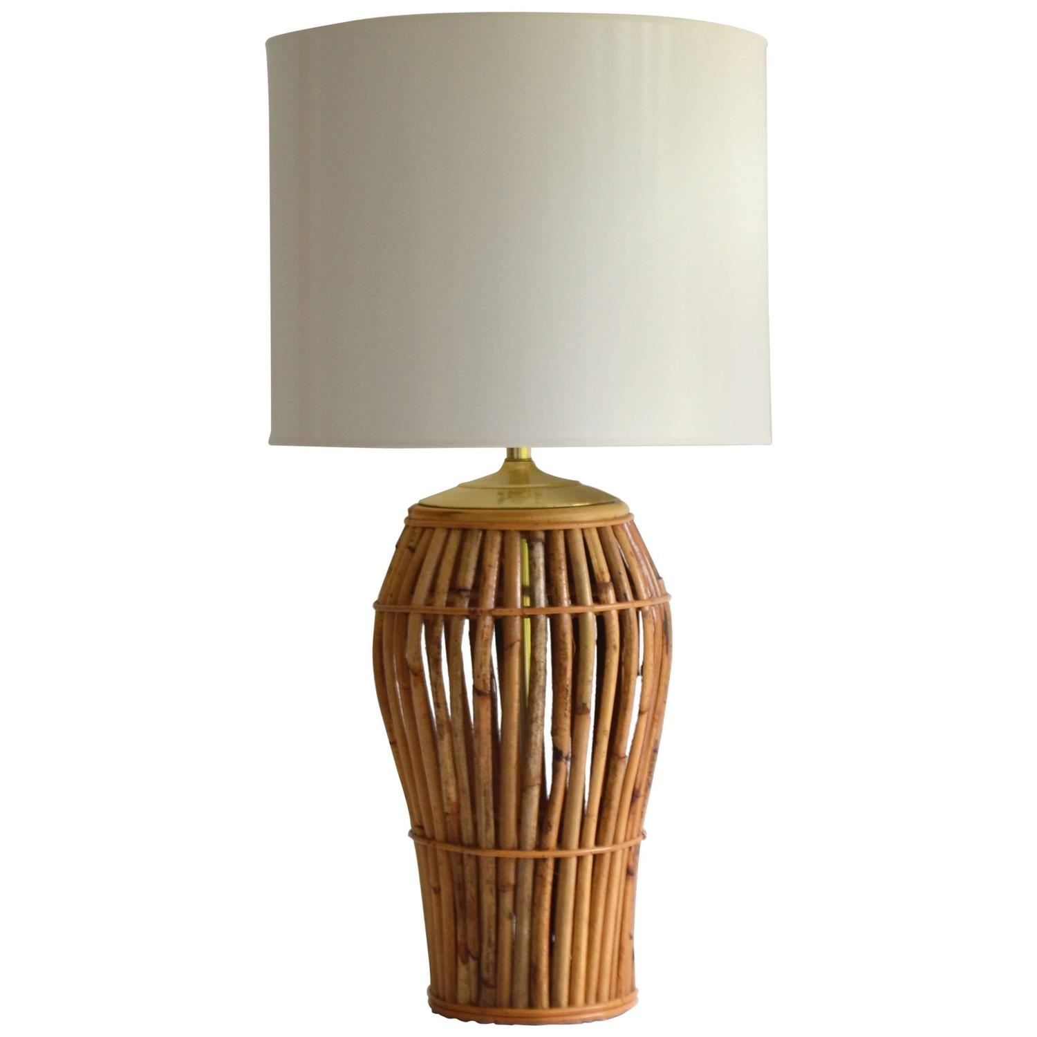 Mid-Century Bamboo Table Lamp For Sale at 1stdibs