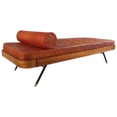 Midcentury Modern Plywood Daybed with Copper Feet, Italy, 1950s