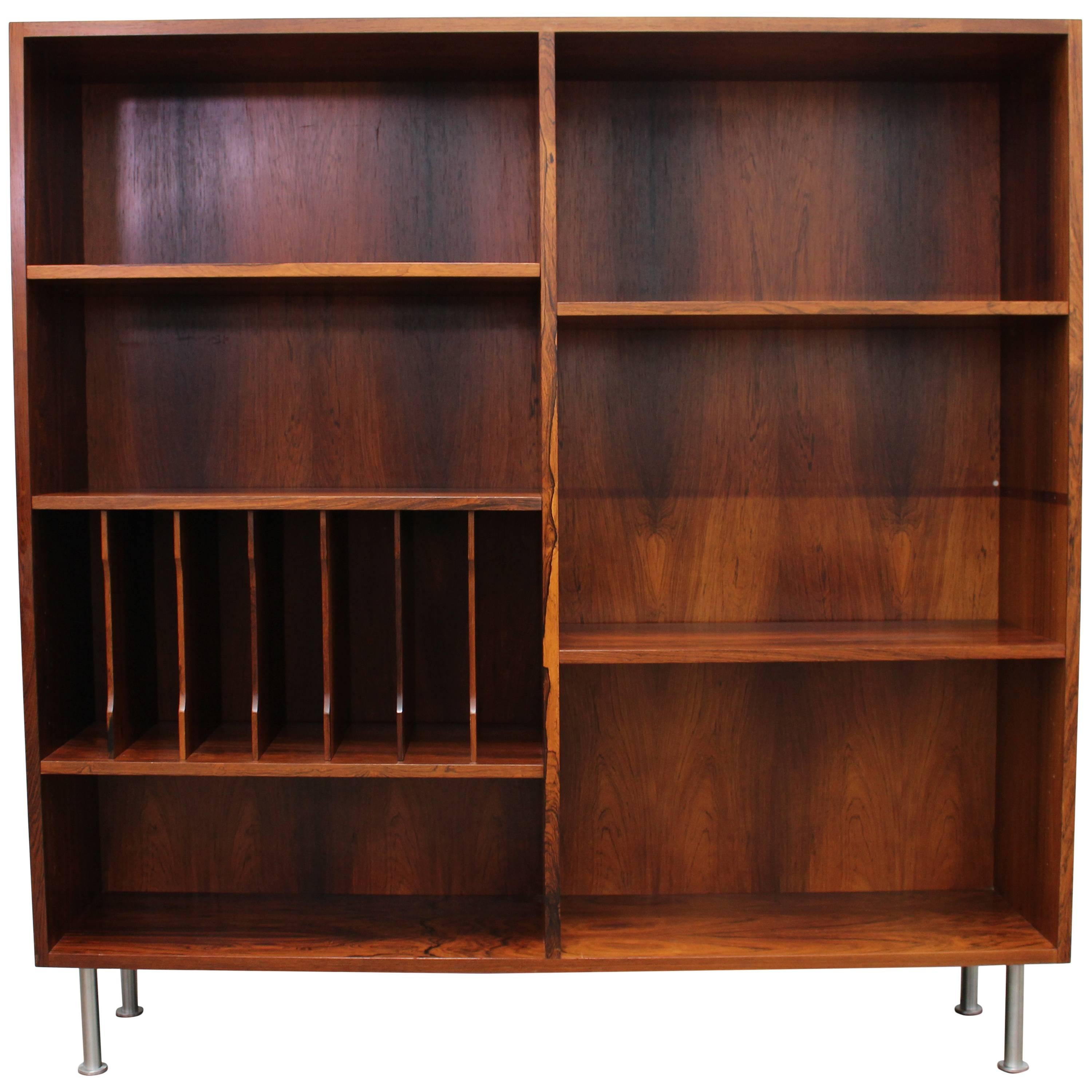 Rosewood Bookcase with Metal Legs, Danish Mid-Century Modern For Sale