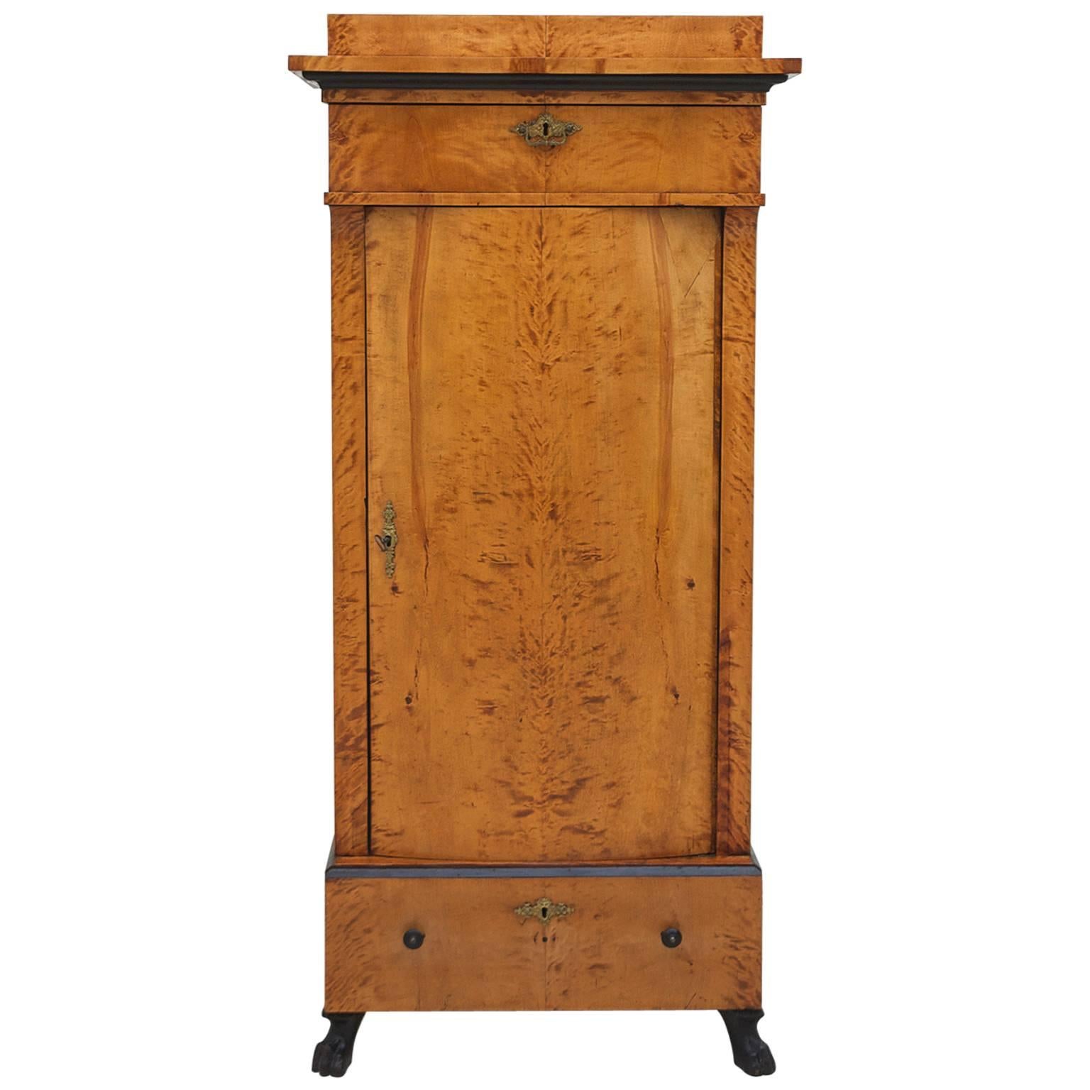 Antique Swedish Empire Pedestal Cabinet in Polished Birch, circa 1810