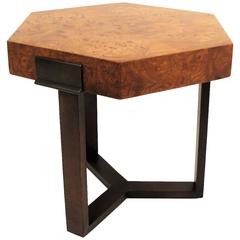 Small Burled Olivewood Octagonal Occasional Table