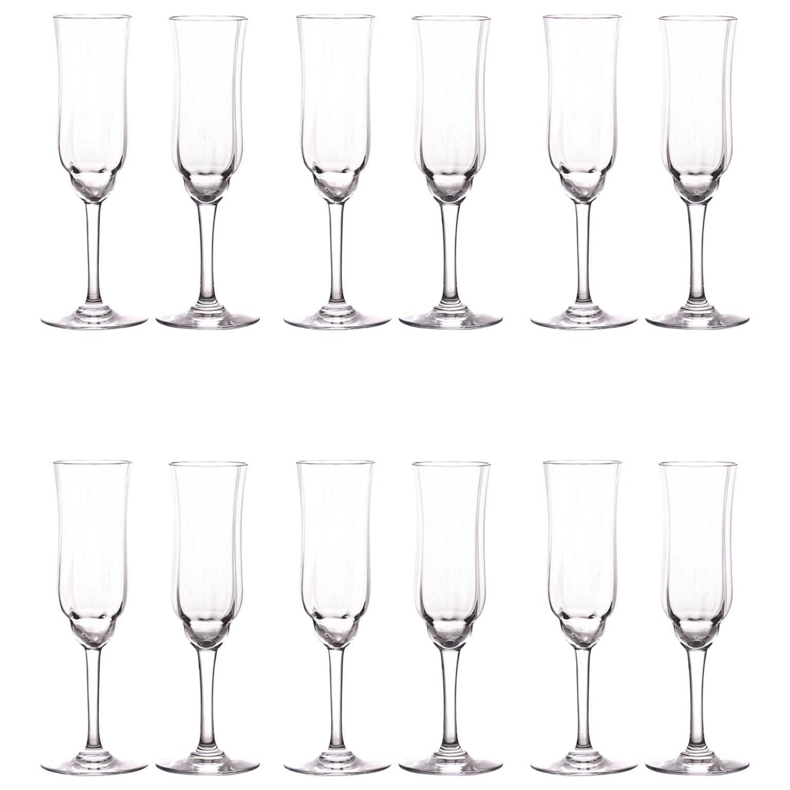 12 Baccarat “Capri Optic” Champagne Flutes