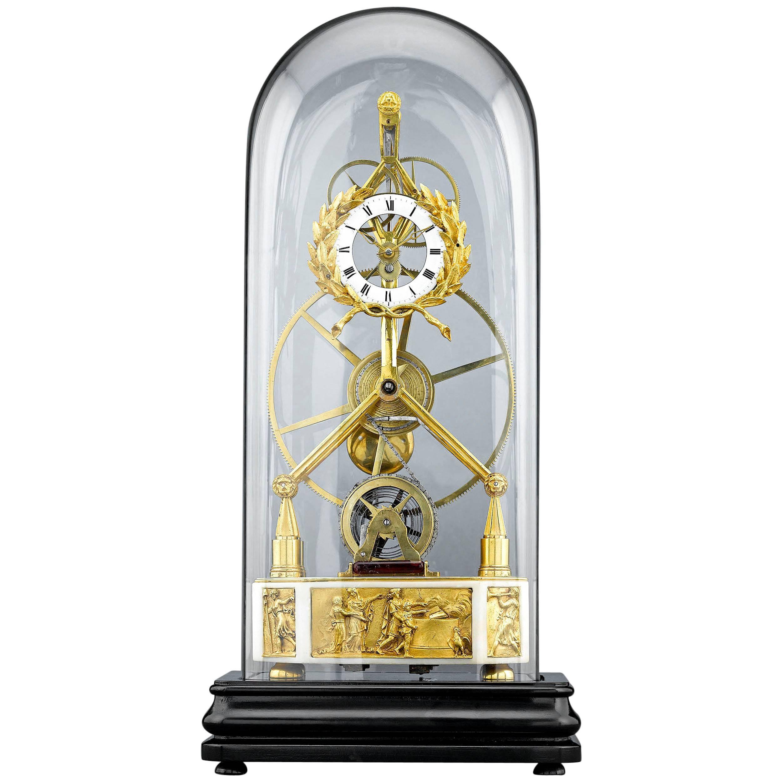 19th Century Great Wheel Skeleton Clock
