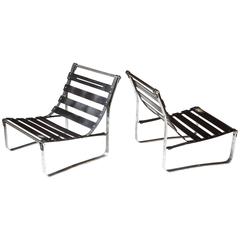 Pair of Kho Liang Ie Attributed Chrome and Leather Lounge Chair Frames, 1960s 9