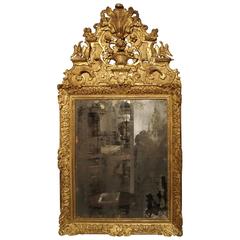 Antique Period Louis XIV Giltwood Mirror, circa 1700, Provence