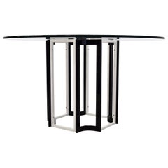 Black and White Mid Century Modern Glass Dining Table