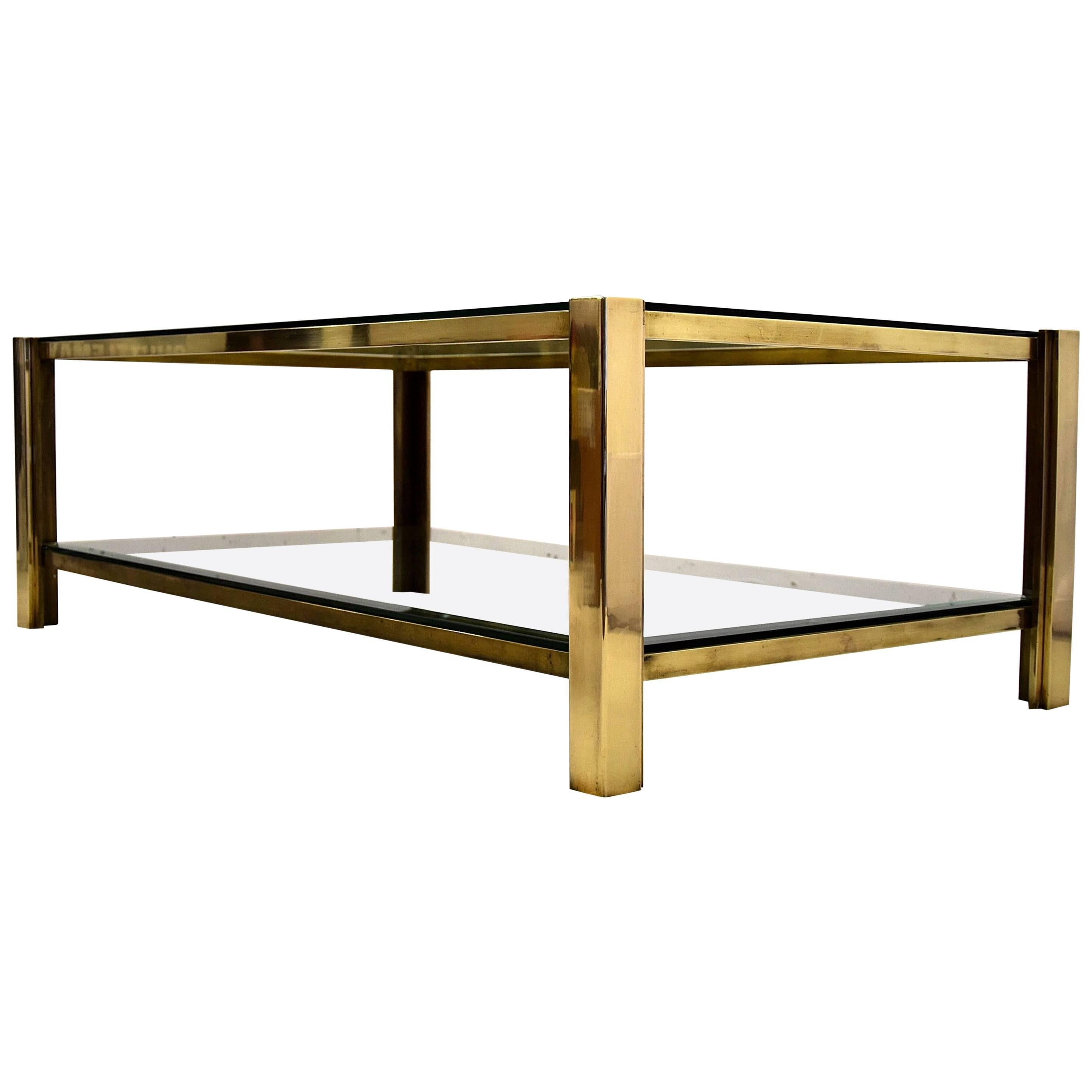 Maison Jansen 1980s Solid Copper and Brass Coffee Table