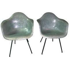 Herman Miller Seafoam-Stühle mit grüner Zenith-Seilkante von Eames