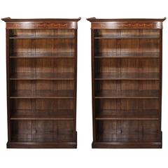 Pair of English Sheraton Style Mahogany Open Front Bookcases