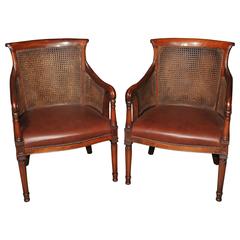 Pair of French Bergere Armchairs Fauteuils