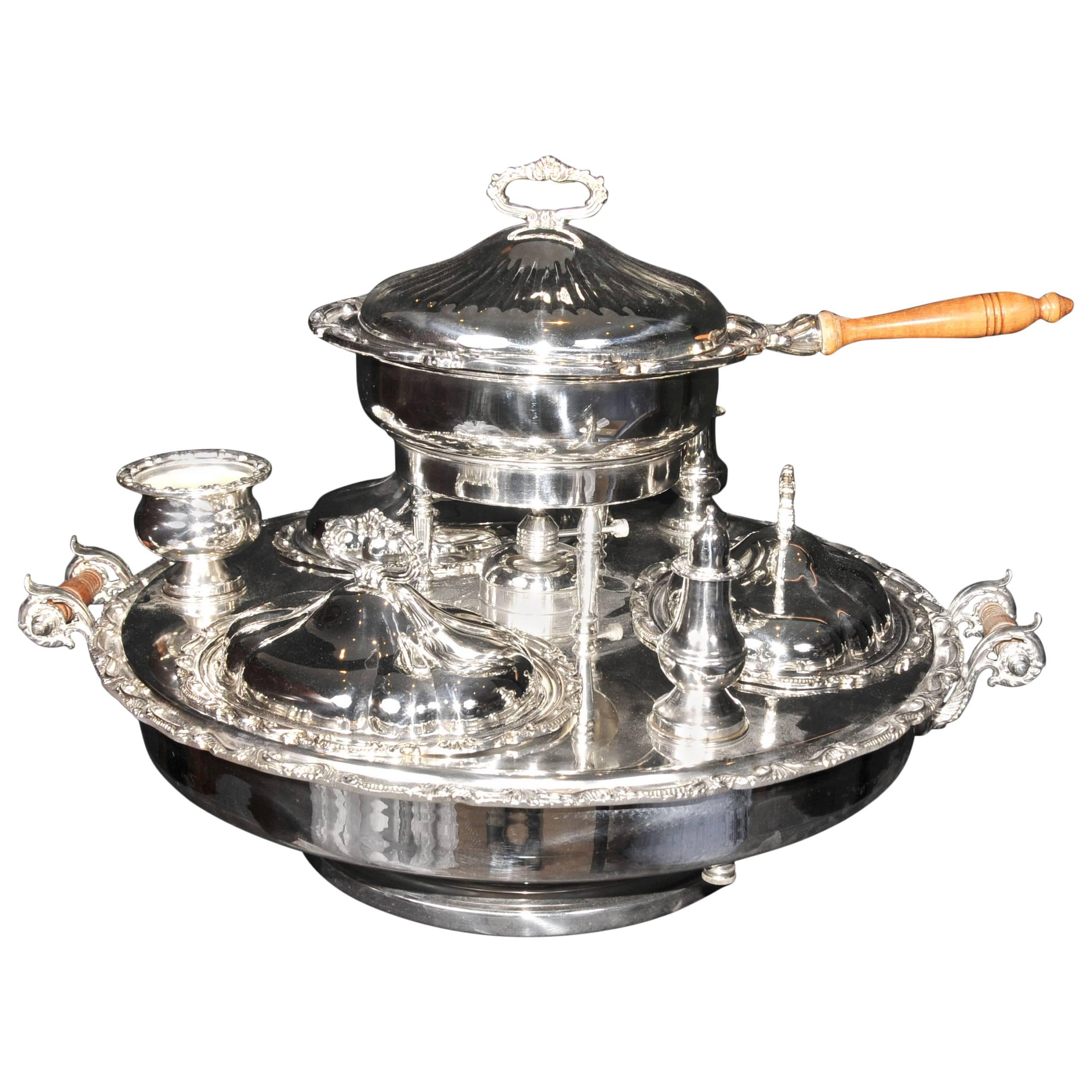 English Victorian Style Silver Plate Lazy Susan Server For Sale