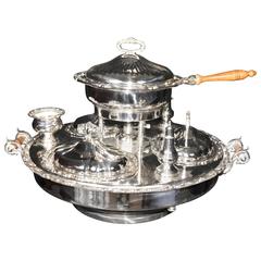 Retro English Victorian Style Silver Plate Lazy Susan Server