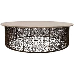 Extra Large Circular Wrought Iron and Marble Table 10