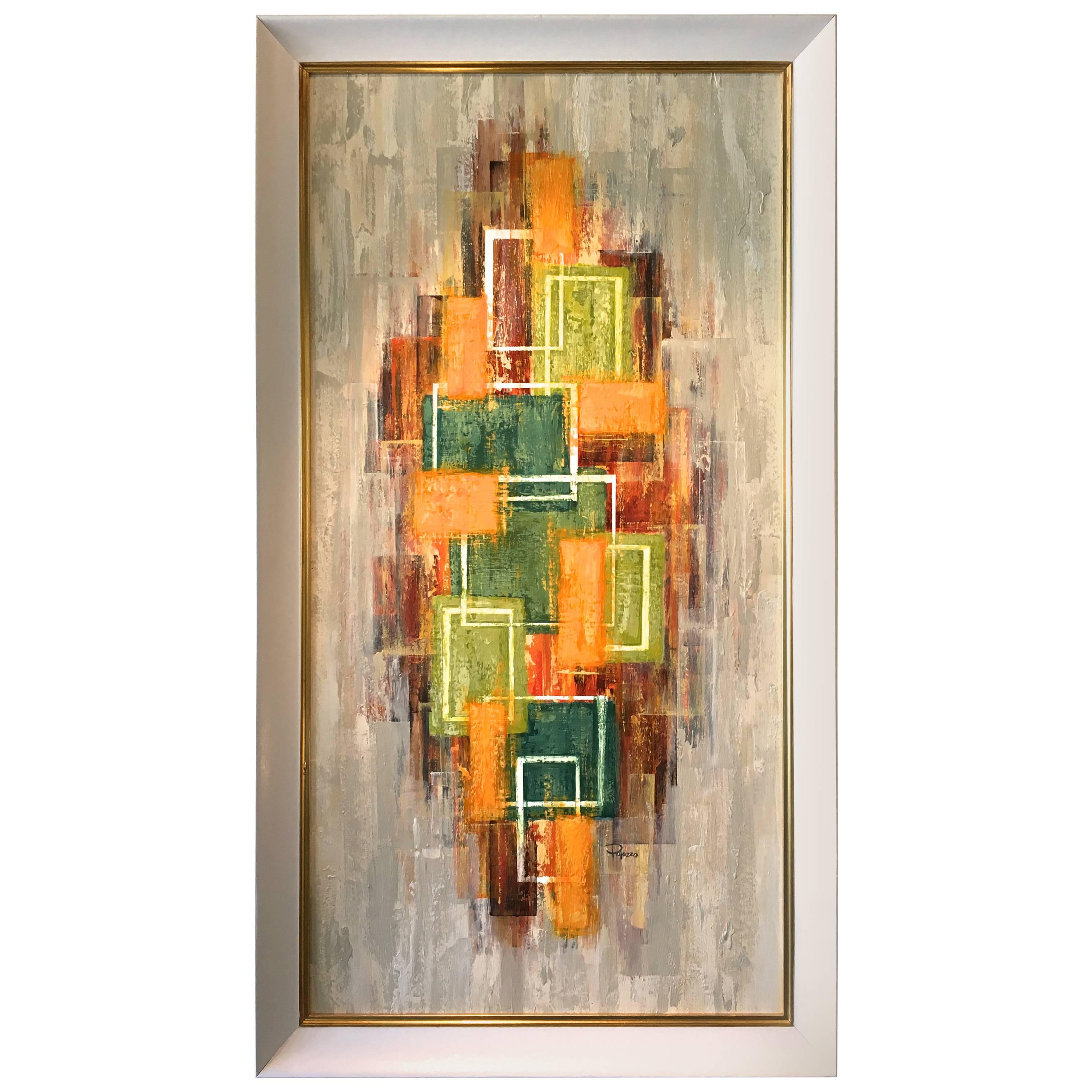 Vintage Inspired Original Acrylic Abstract by Bret Palazzo in Vintage Frame For Sale