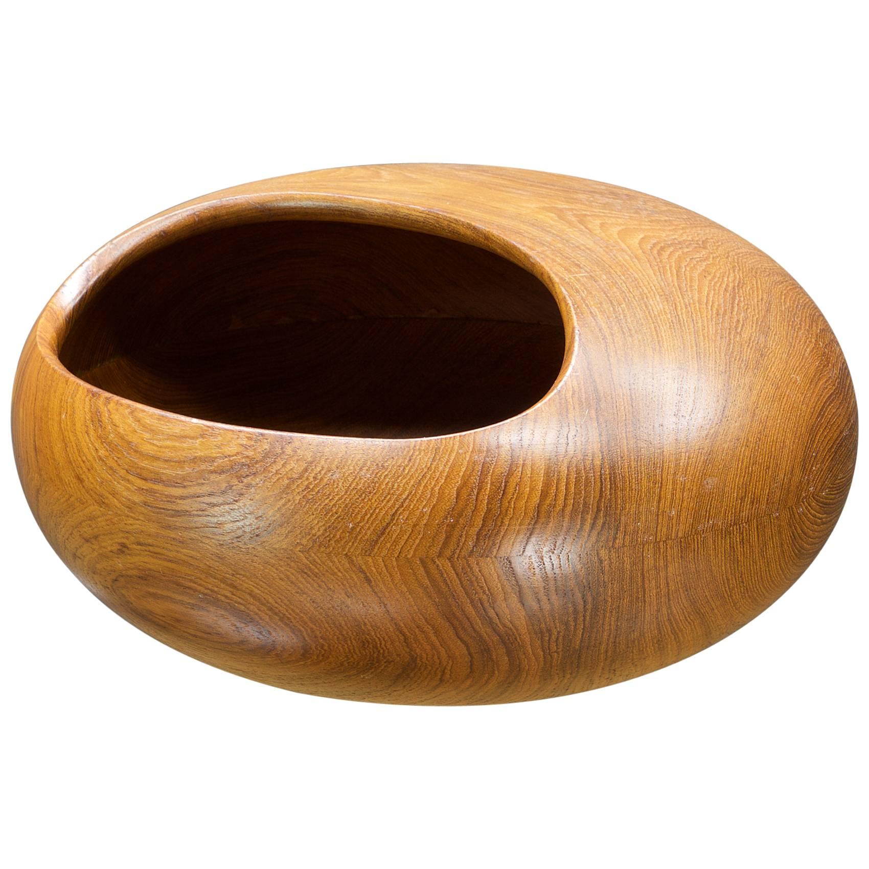 1950s Teak Orb Bowl Sigvard Nilsson Sowe Konst Sweden Scandinavian Sculpture For Sale