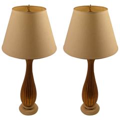 Pair of Reeded Giltwood Table Lamps 3