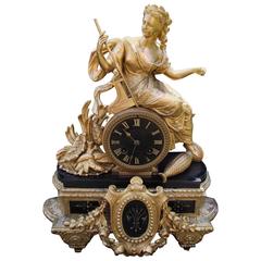 Antique French Figure Clock, Honors Amphitrite, Poseidon's Wife