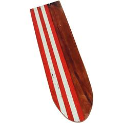 Wooden Surfboard with Stripes, All Original, Circa 1930s