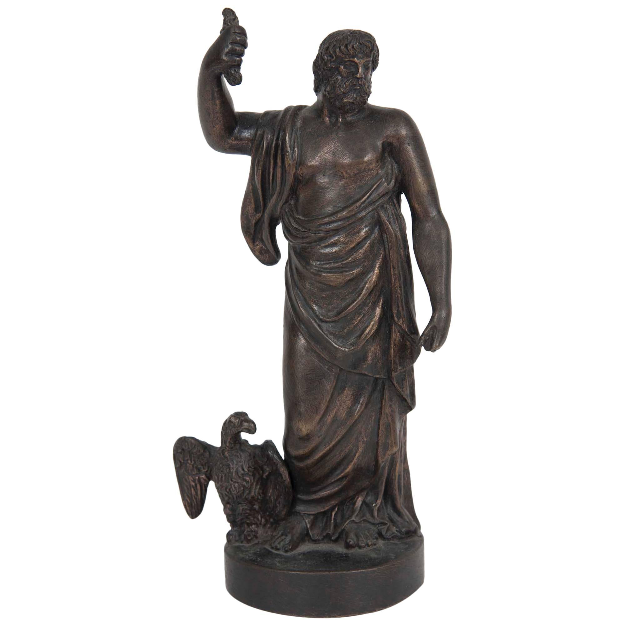 Sculpture figurative en bronze du XVIIIe siècle de Zeus 